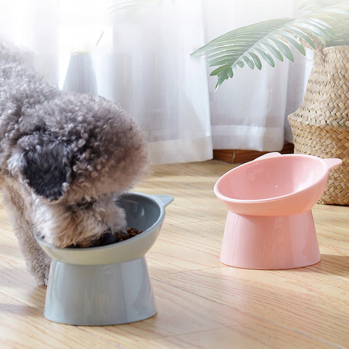 DOG CAT BOWL ON STAND WITH FOOD STAND FOOD WATER Packaging status original