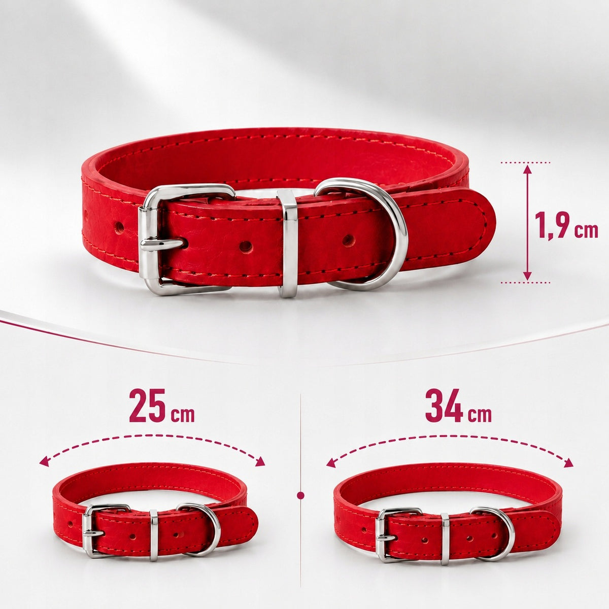 DOG COLLAR LARGE RED ADJUSTABLE ADDRESS CARD PERSONALIZATION ENGRAVING Packaging status original