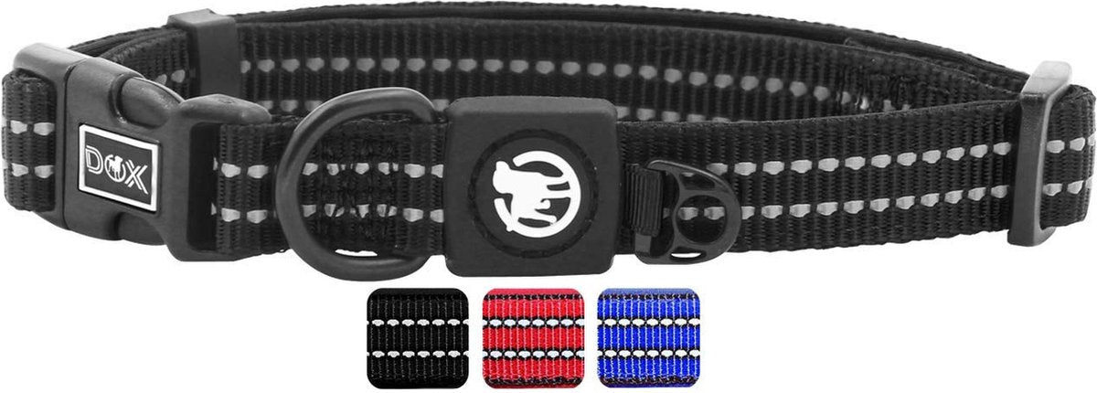 DOG COLLAR REFLECTIVE ADJUSTABLE BLACK SIZE L