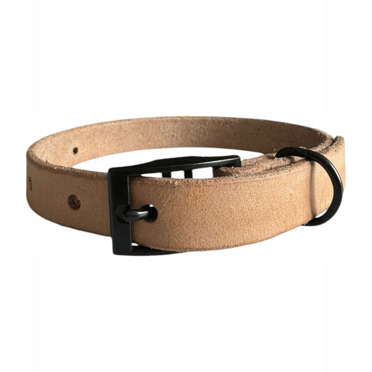 DOG COLLAR SOFT LEATHER NATURAL HANDAMADE STRONG DURABLE M