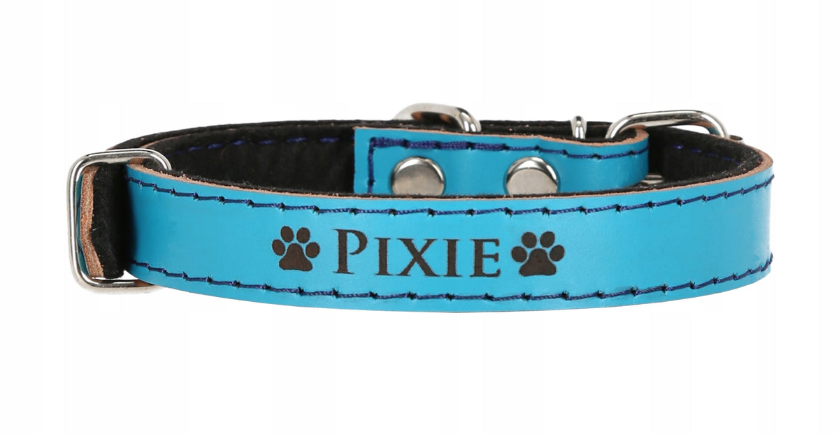 DOG COLLAR WITH NAME ENGRAVING LEATHER 33-41cm