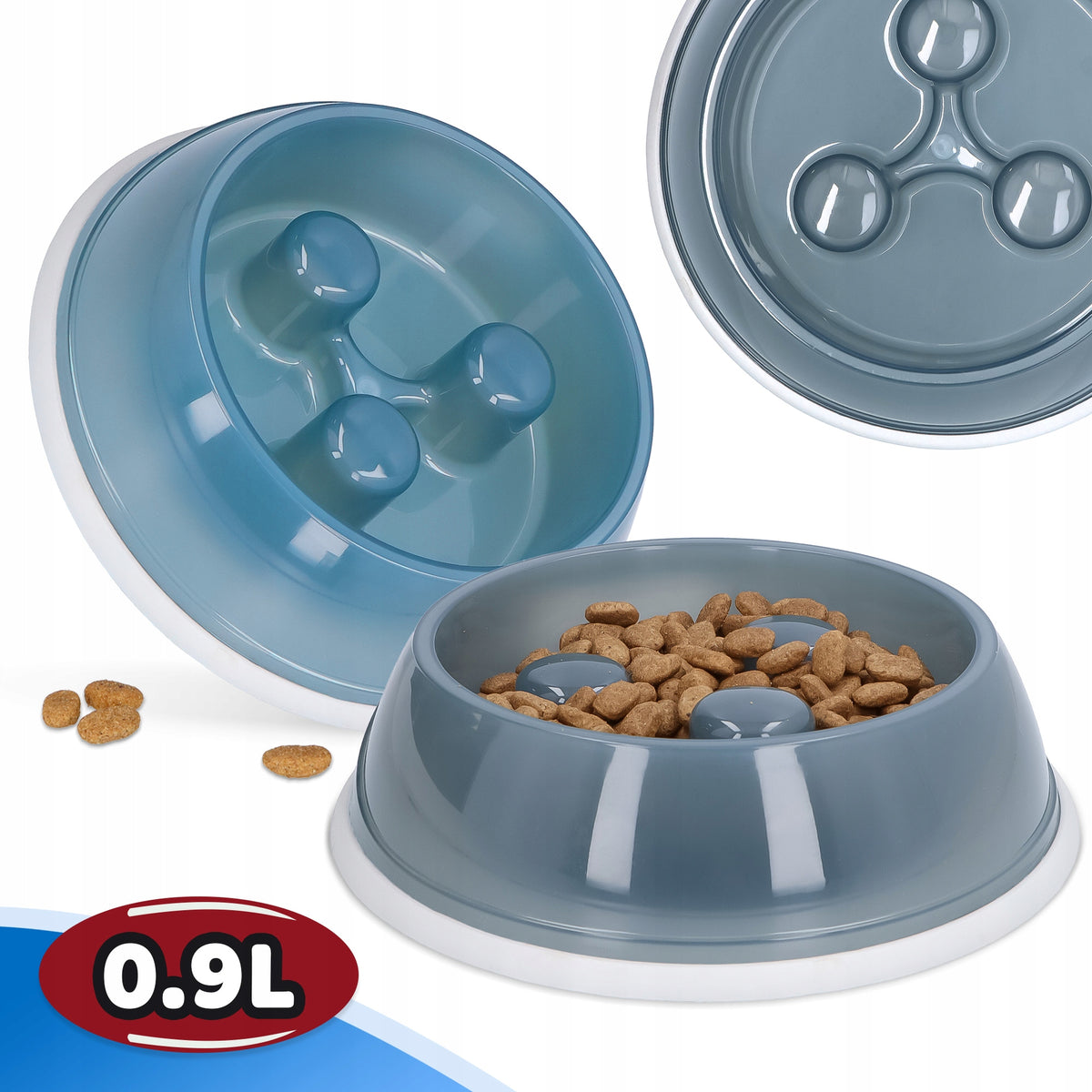 DOG FOOD SLOWING BOWL 0,9 l Plastic ANTI-SLIP PROTRUSION F8