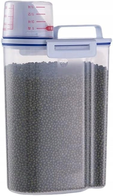 DOG FOOD STORAGE BOX TRANSPARENT MEASURING CUP 2L