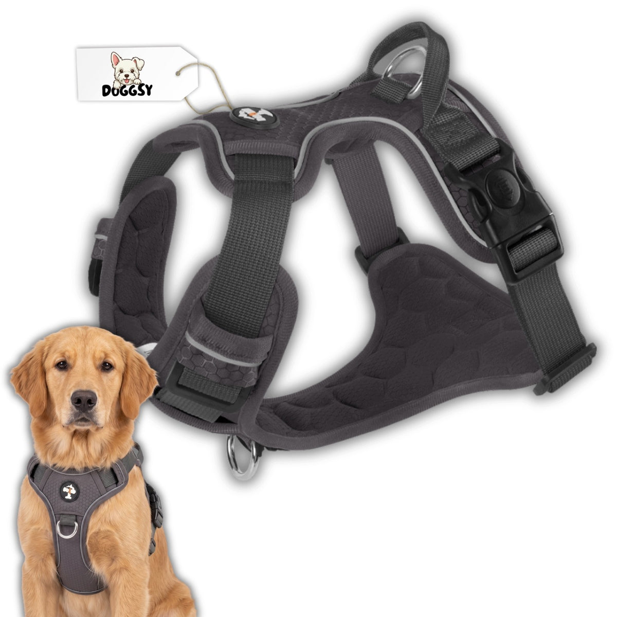 DOG HARNESS GUARD STRONG ADJUSTABLE PRESSURE-FREE COMFORTABLE ros. M