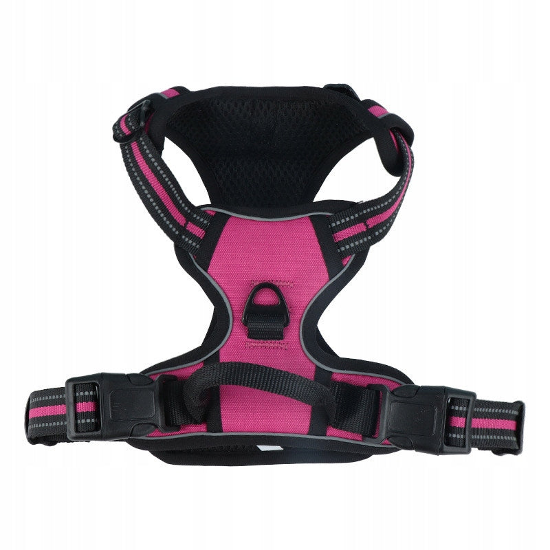 DOG HARNESS PRESSURE-FREE ADJUSTABLE REFLECTIVE SIZE S DARK PINK