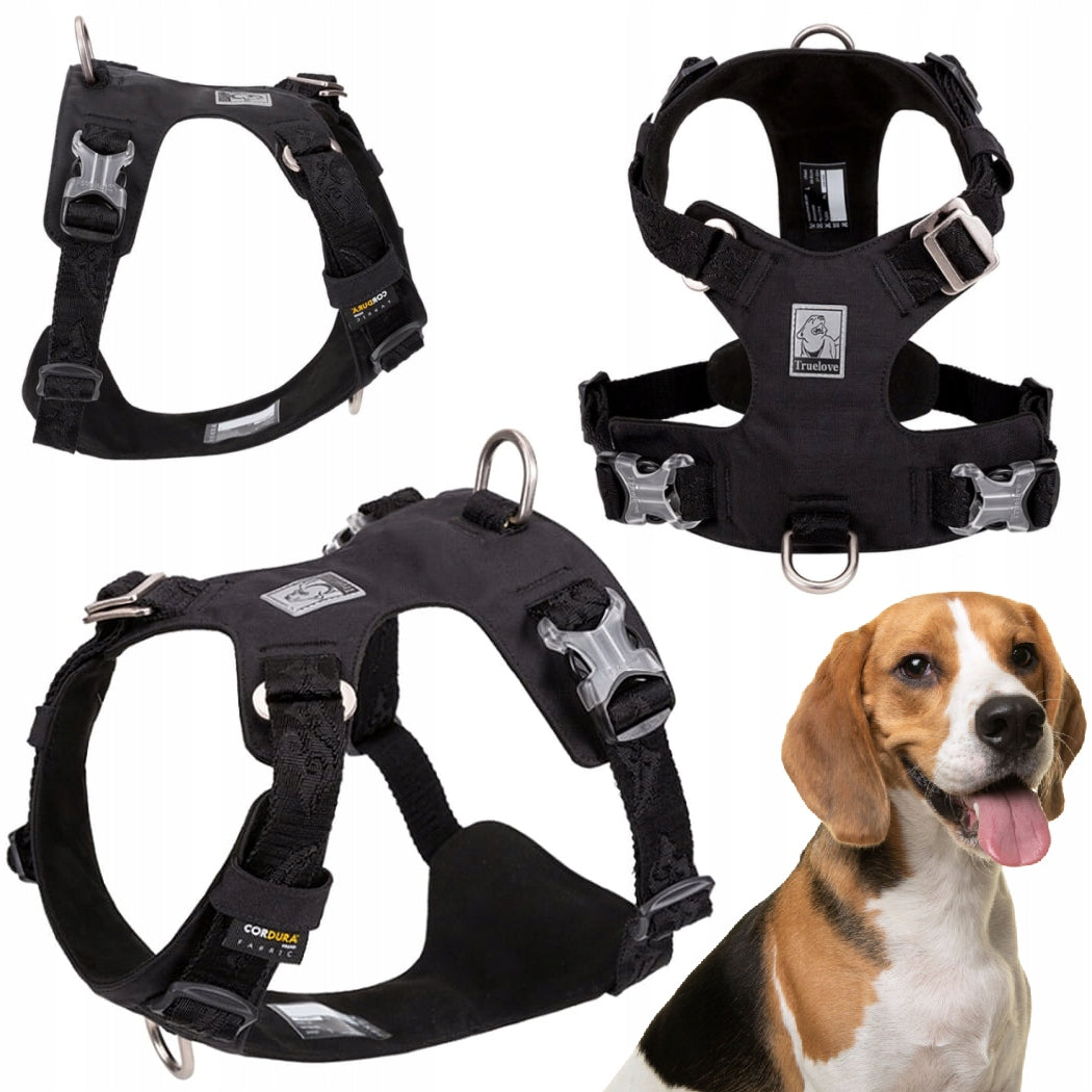 DOG HARNESS WATERPROOF LIGHT TRUELOVE ADVENTURE SOFT BLACK M