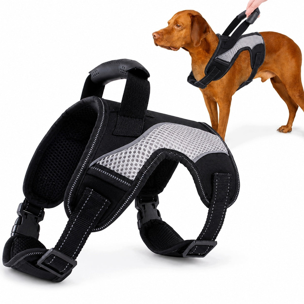DOG HARNESS WITH CUSHIONED HANDLE ADJUSTABLE REFLECTIVE STRONG S