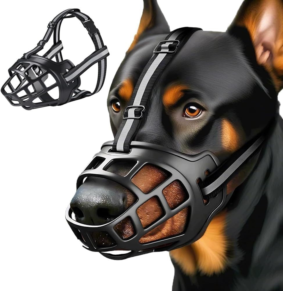DOG MUZZLE SOFT RUBBER ADJUSTABLE BREATHABLE SIZE 3