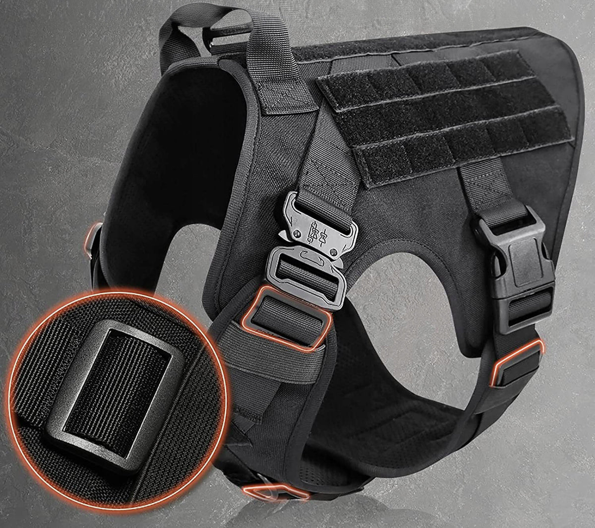 DOG TACTICAL HARNESS ADJUSTABLE GUARD WITH HANDLE STRONG SIZE XL Brand Reverse