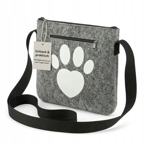 DOG TREAT BAG FELT GREY WITH ZIPPER GIFT FOR HOME Manufacturer code Bez marki