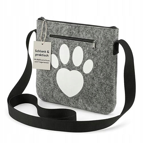 DOG TREAT BAG FELT GREY WITH ZIPPER GIFT FOR HOME