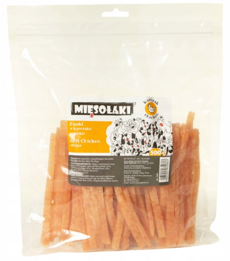 DOG TREATS MIĘSOŁAKI SOFT CHICKEN STRIPS 500G