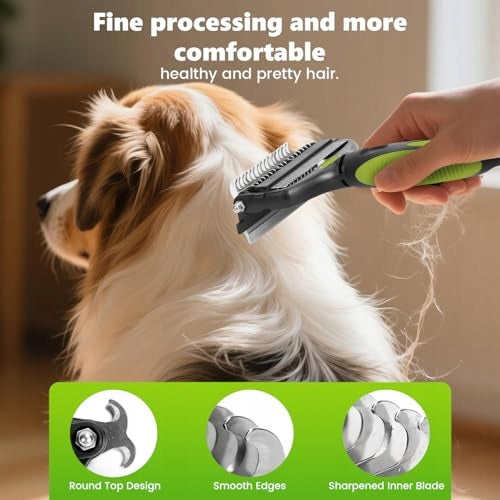 DOG UNDERCOAT BRUSH DOUBLE SIDED COMB 17 AND 9 TEETH FOR HOME Packaging status original