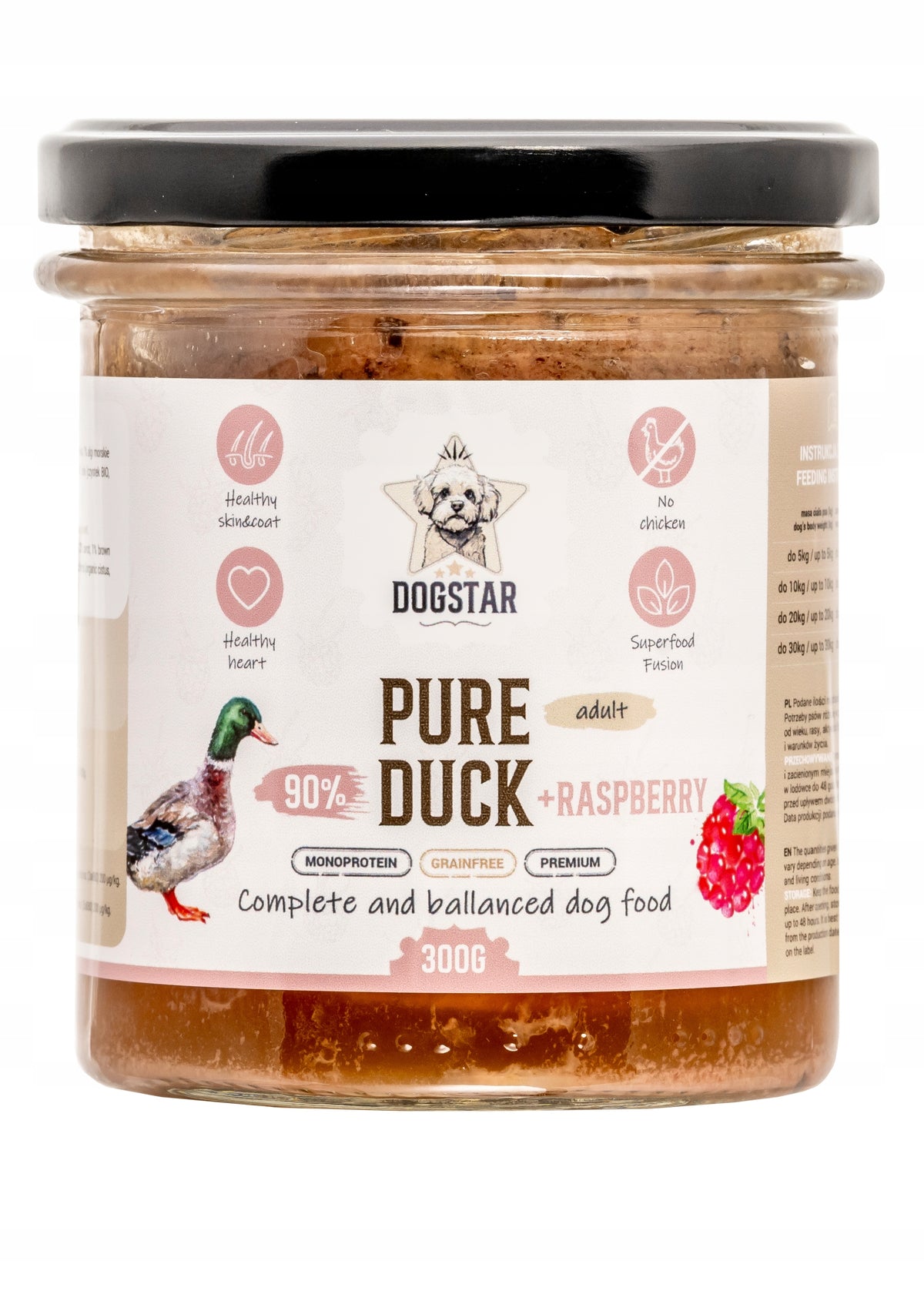 DOGSTAR PURE DUCK WITH RASPBERRY 300G
