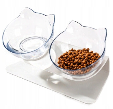 DOUBLE BOWL DOG CAT BOWL NON-SLIP WHITE