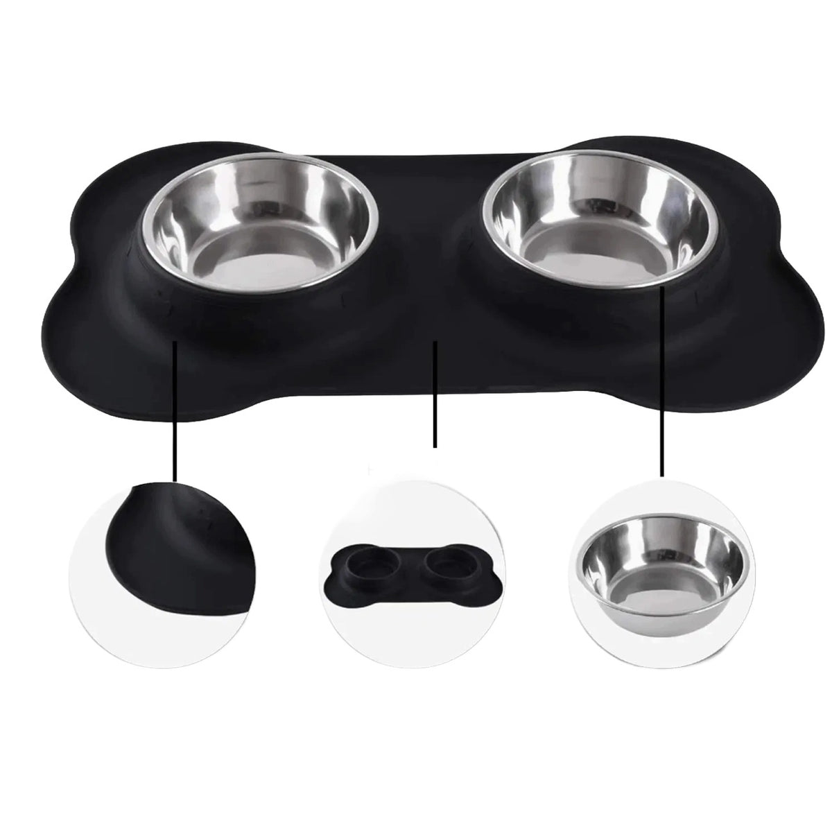 DOUBLE CAT DOG BOWL NON-SLIP BOWL STAND BLACK Packaging status original