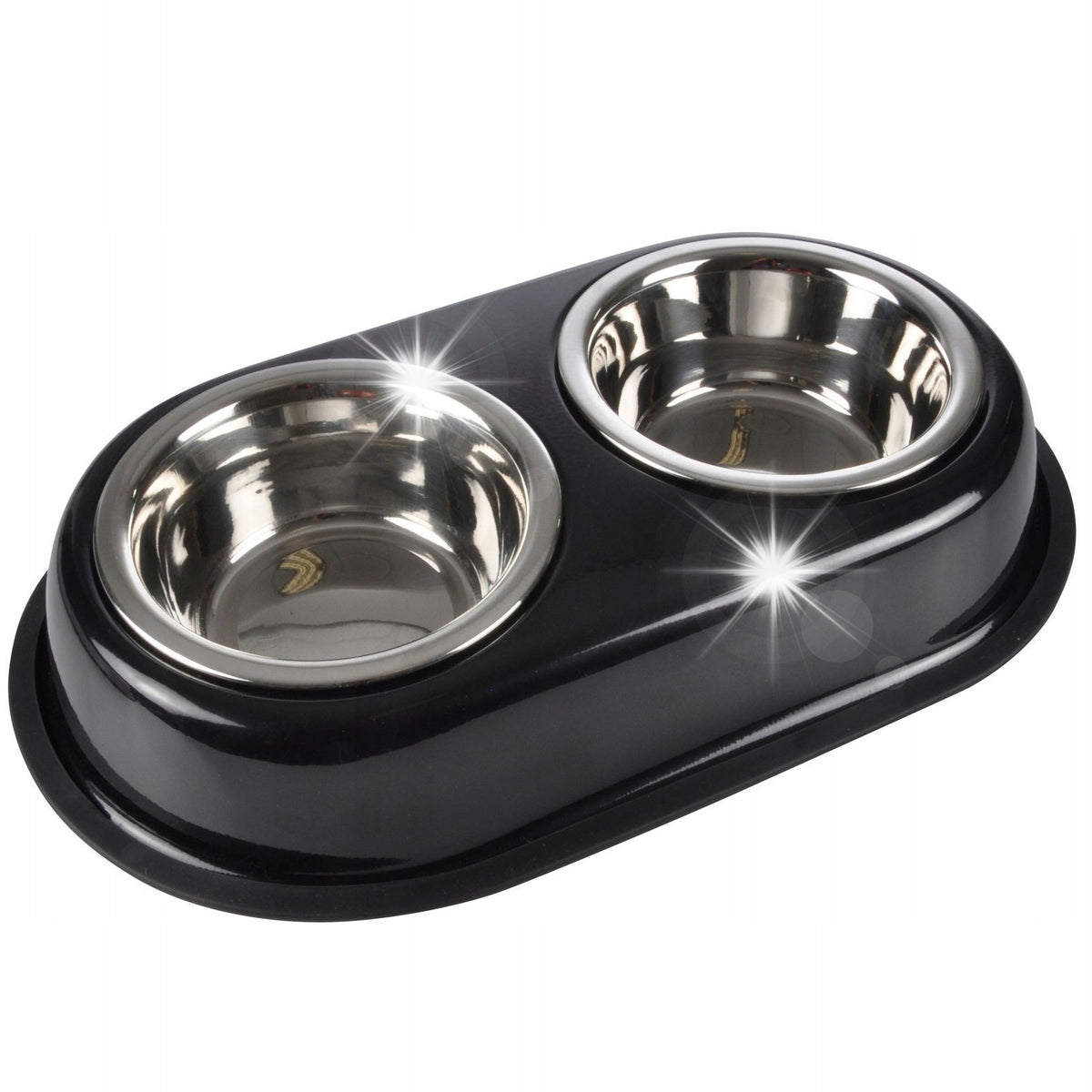 DOUBLE CAT DOG BOWL SET BLACK