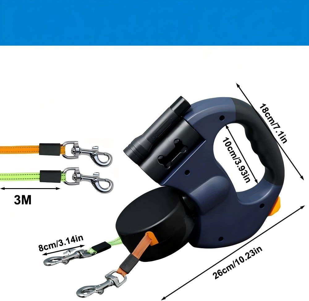 DOUBLE DOG LEASH 2IN1 AUTOMATIC UNFOLDED 3M FOR YORK DOG TERRIER Packaging status original