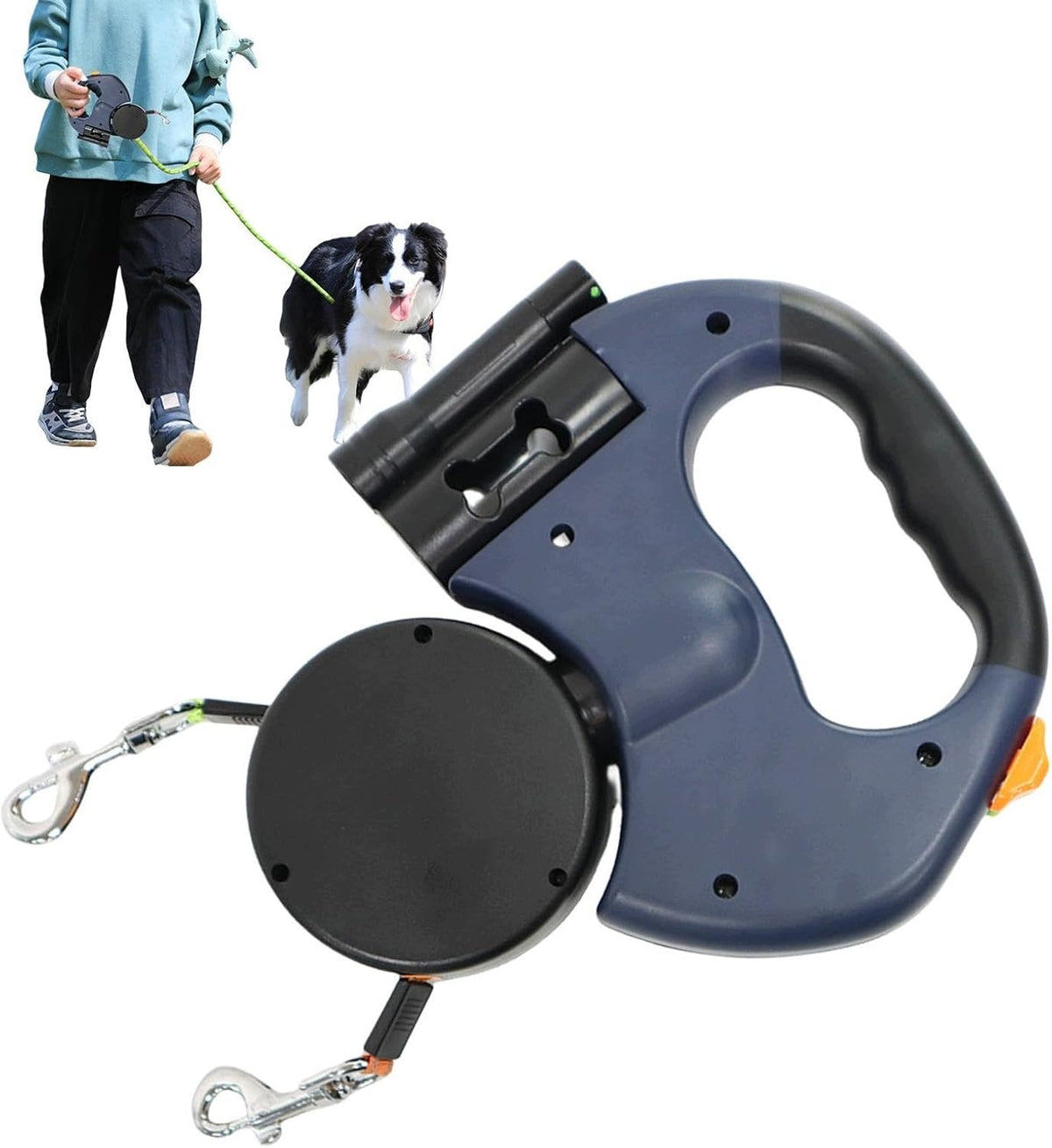 DOUBLE DOG LEASH 2IN1 AUTOMATIC UNFOLDED 3M FOR YORK DOG TERRIER
