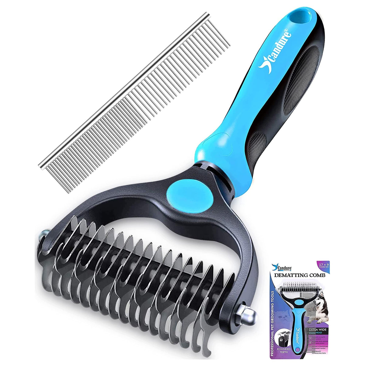 DOUBLE-SIDED BRUSH FOR DOG AND CAT 17+9 TEETH FOR HAIR