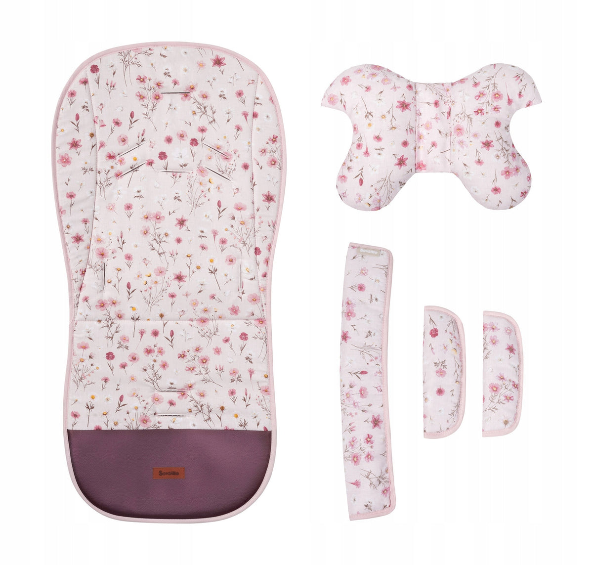 DOUBLE-SIDED INSERT FOR GONDOLA STROLLER DELUXE VELVET BLOOM PINK