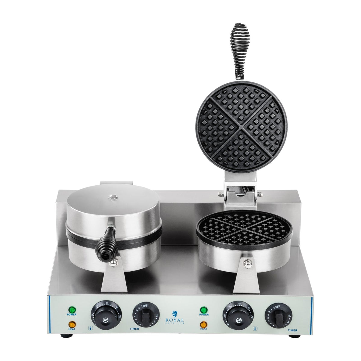 DOUBLE WAFFLE IRON ROUND TEFLON TOASTER FOR GASTRONOMIC WAFFLES Power rating 2600 W