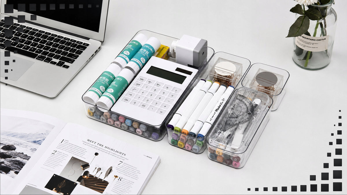 DRAWER ORGANIZERS FOR COSMETICS TRANSPARENT SET OF 25 PIECES Packaging status original