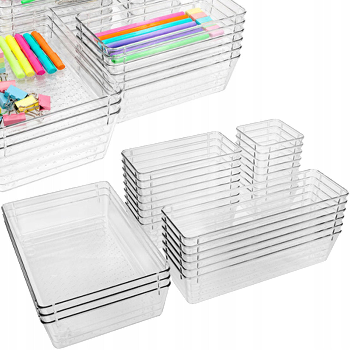 DRAWER ORGANIZERS FOR COSMETICS TRANSPARENT SET OF 25 PIECES