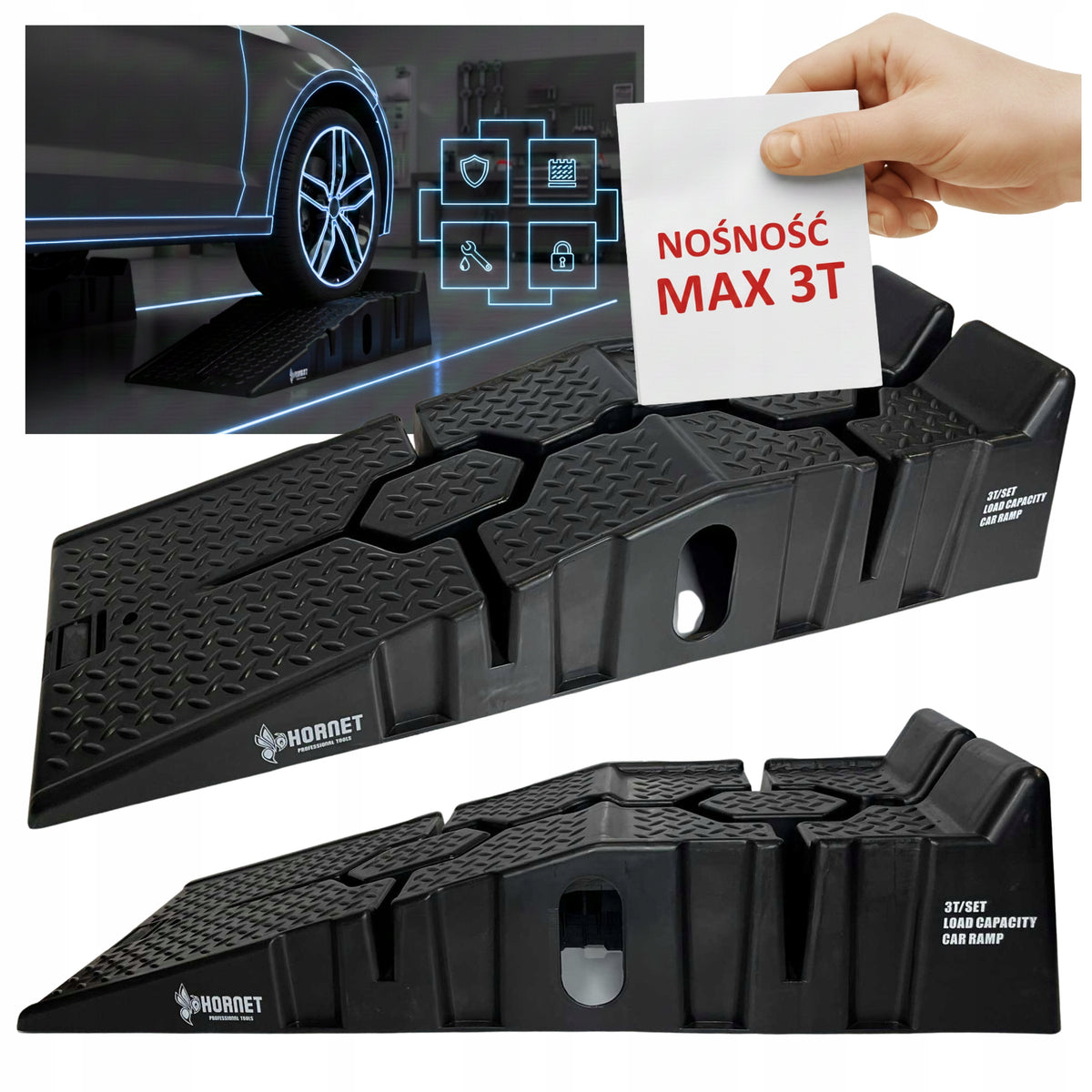 DRIVEWAY RAMPS FOR PASSENGER CARS UNIVERSAL 2 PIECES MAX Manufacturer code G02043