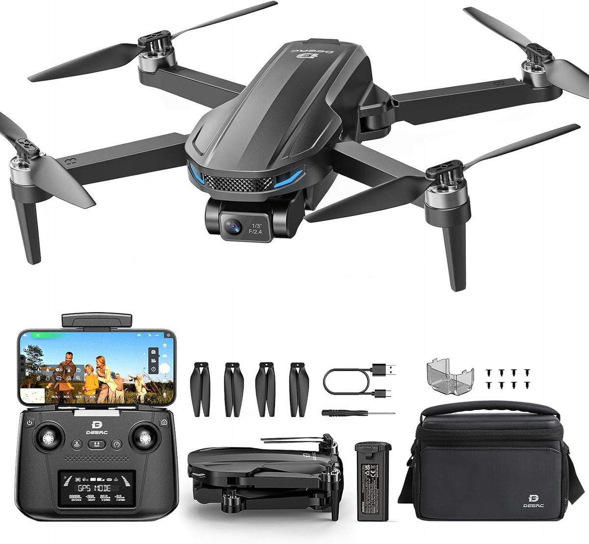 DRONE REMOTE CONTROLLED DEERC D65 CAMERA 4K PROFESSIONAL MULTICOPTER GPS