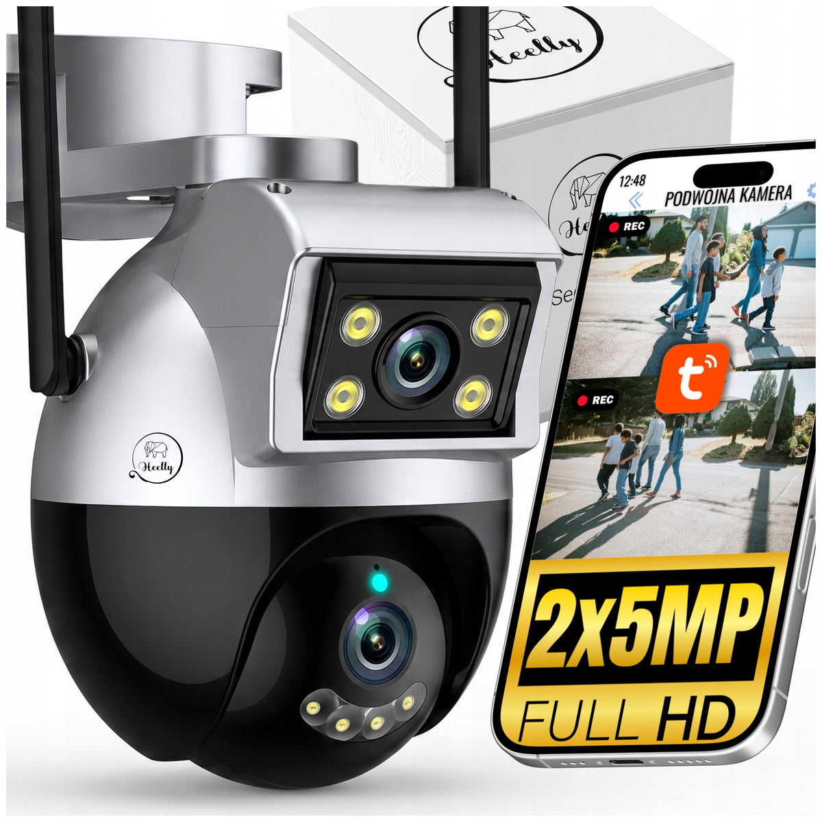 DUAL CAMERA 2X5MP TUYA ZOOM OUTDOOR ROTATING IP WIFI ALARM DETECTION