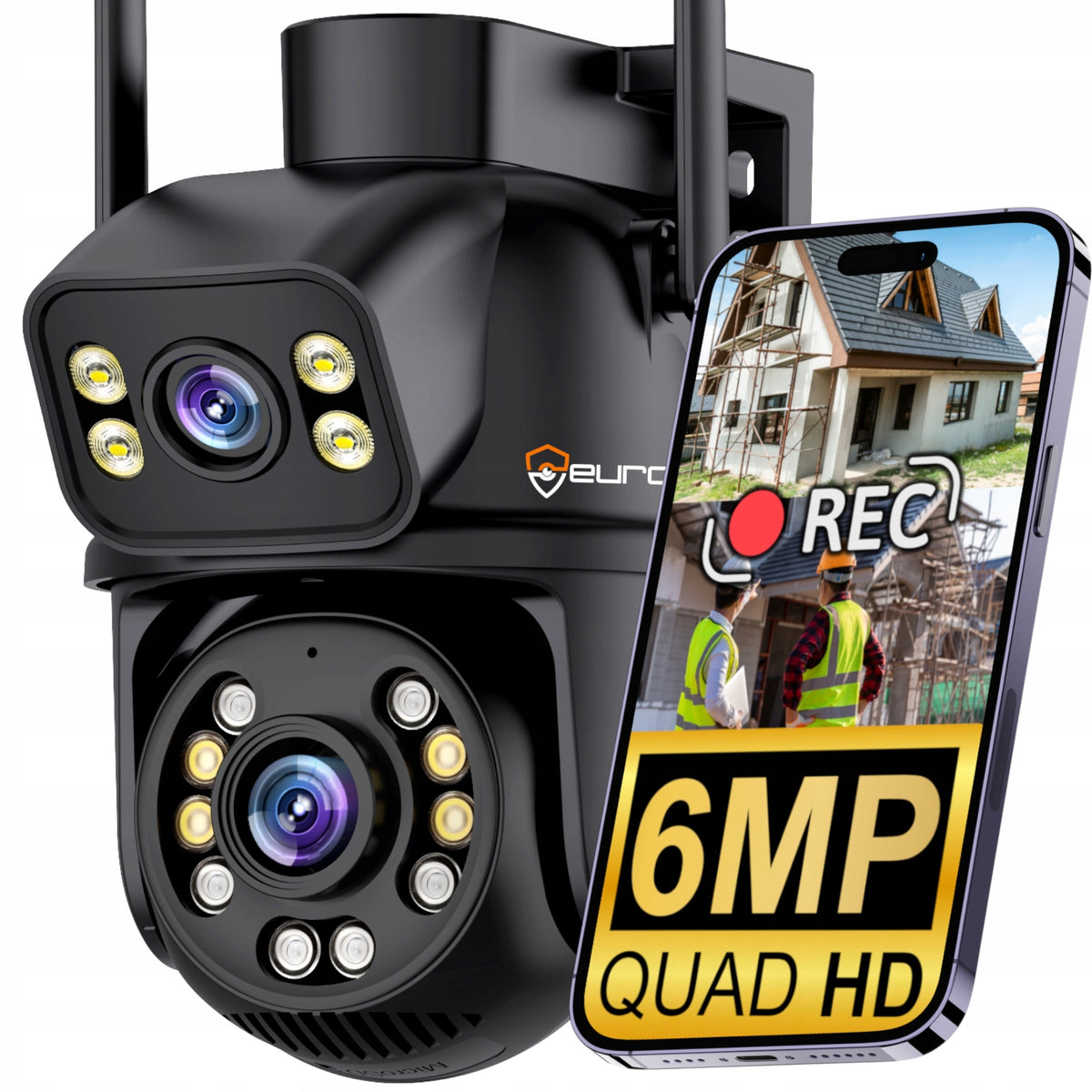 DUAL CAMERA ROTATING WIFI IP UHD AUDIO OUTDOOR 6MPX 6MP 4K DETECTION Packaging status original