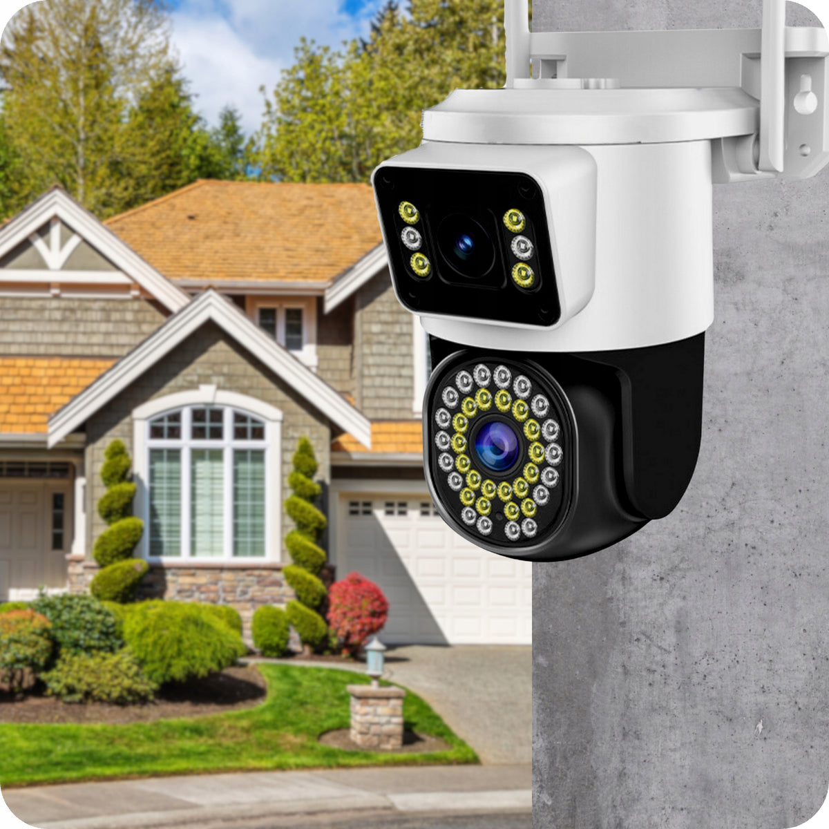 DUAL CAMERA WIFI IP SMART OUTDOOR ROTATING 4K 8MPX DETECTION ALARM Packaging status original