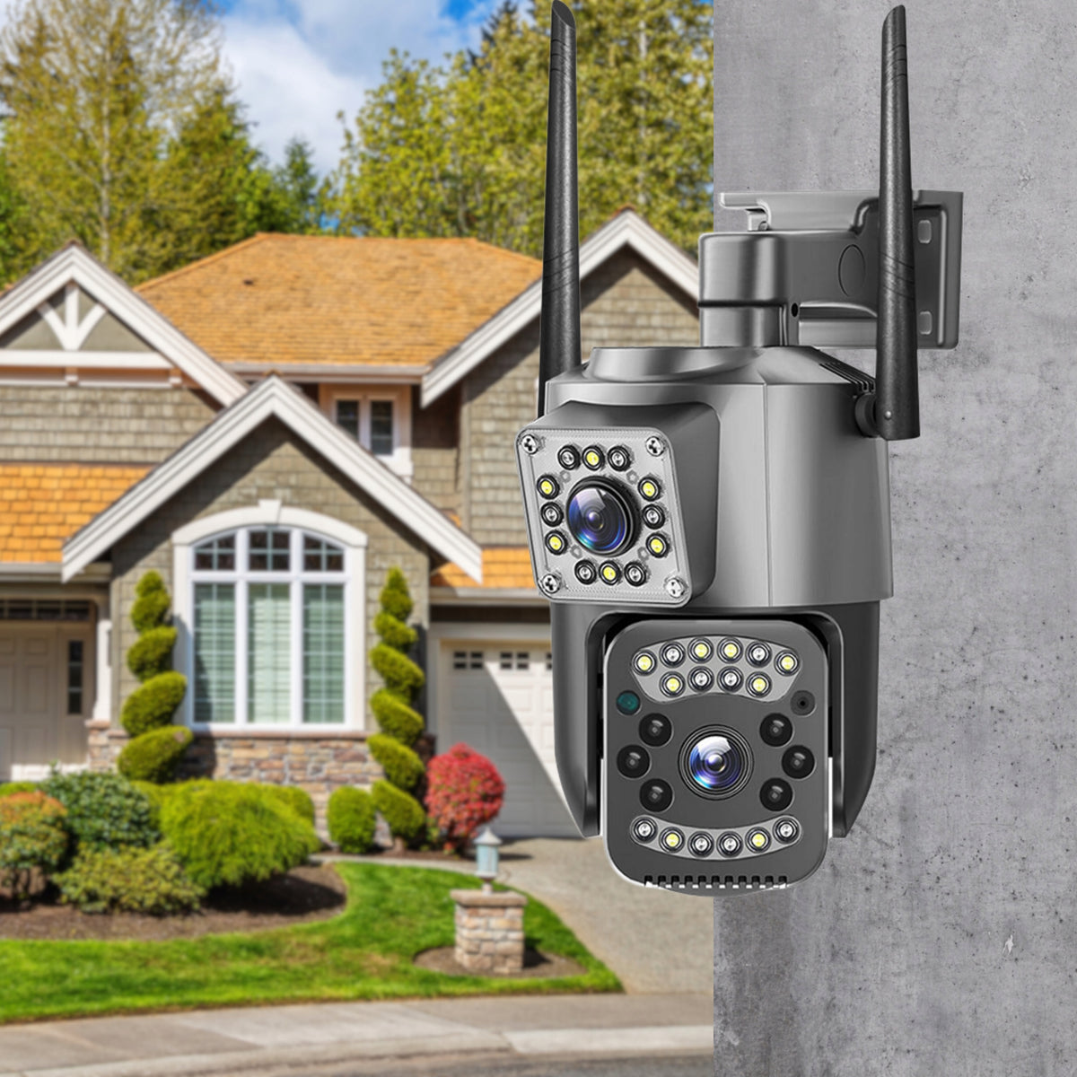 DUAL OUTDOOR WIFI CAMERA SMART IP QUADHD 4MPX APPLICATION IR DETECTION Packaging status original