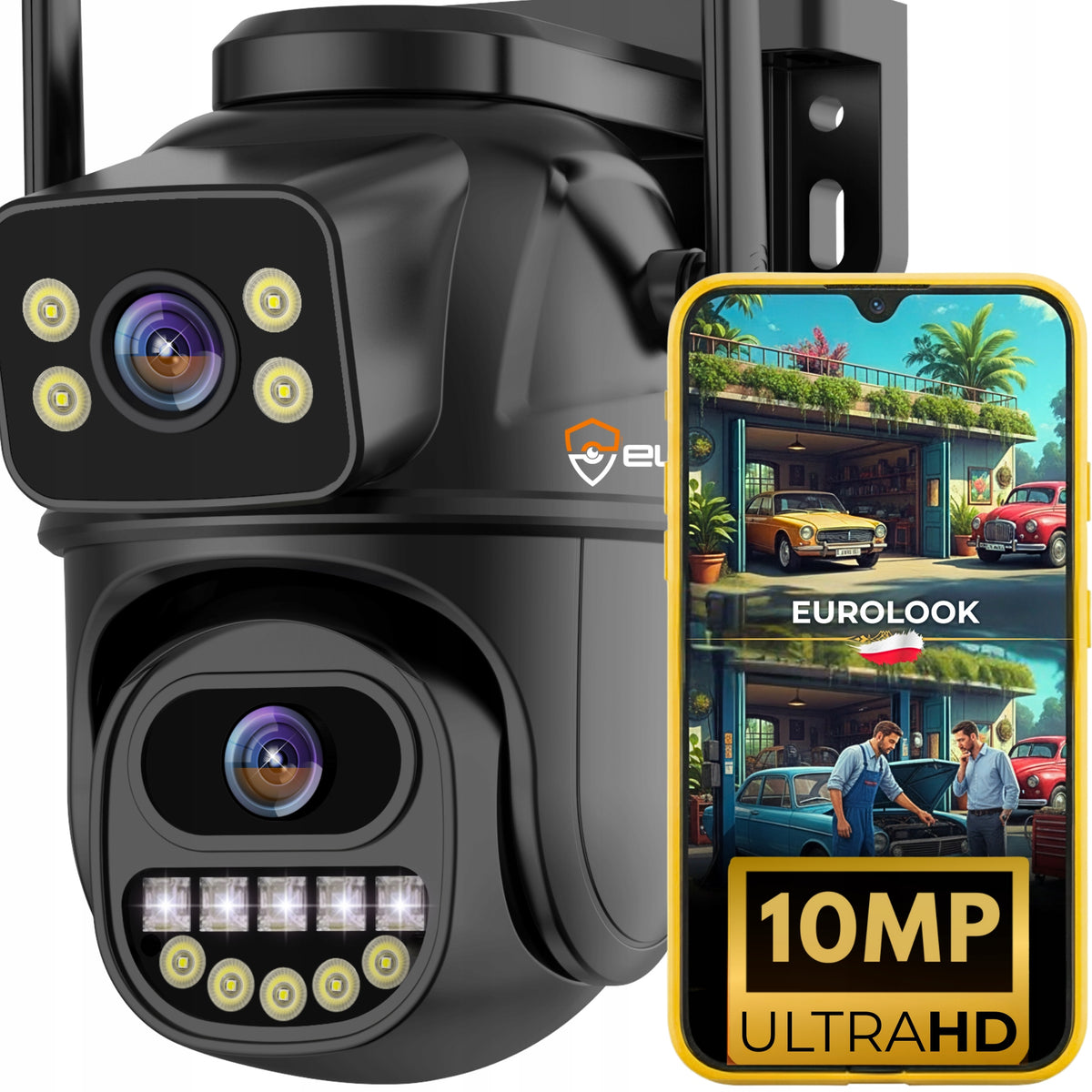 DUAL WIFI CAMERA FUNCTIONS AI OUTDOOR 4K ROTATING 10MPX ULTRA HD ZOOM Packaging status original