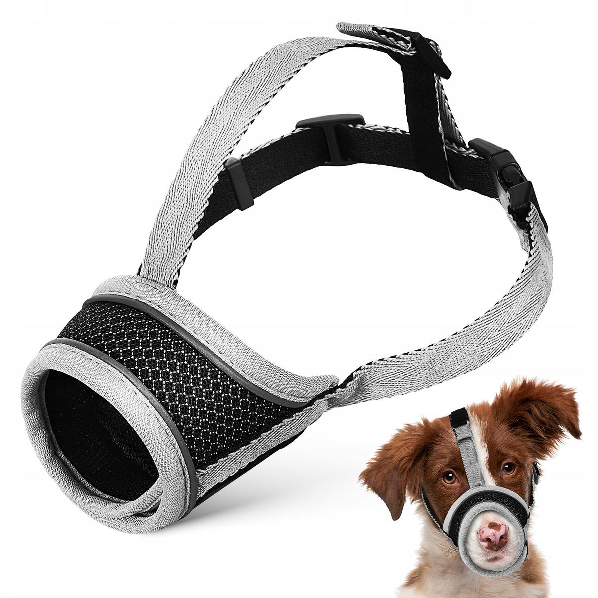 DURABLE SILVER DOG MOUTH COVER BUCKLE FOR BARKING CONTROL