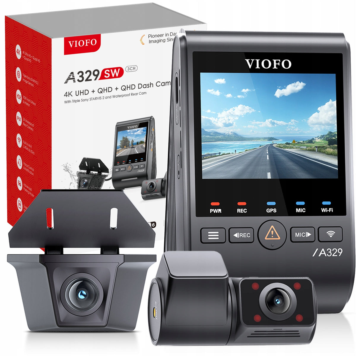DVR CAR CAMERA VIOFO A329SW 3CH 4K HDR GPS WIFI ACCESSORIES Packaging status original