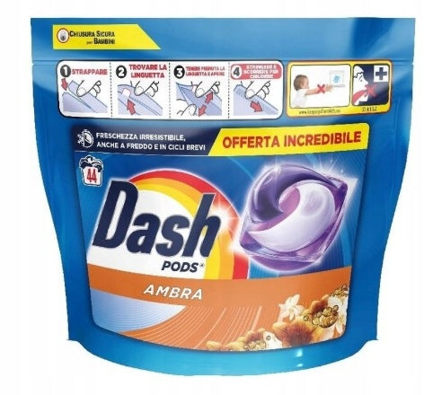 Dash Laundry Pods Lavatrice Ecodosi 44 Count Amber
