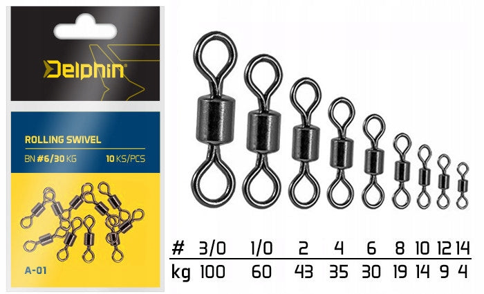Delphin Rolling Swivel size.8 - 10 pieces