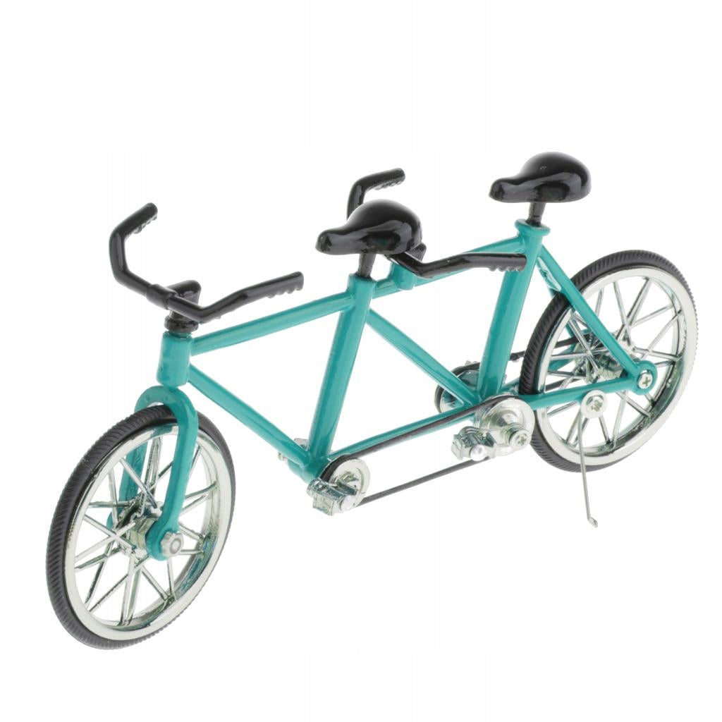 Deluxe Tandem Bicycle Model Bike Miniature For Children Home Blue