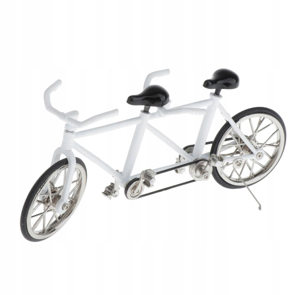 Deluxe Tandem Bicycle Model Bike Miniature For Children Home White