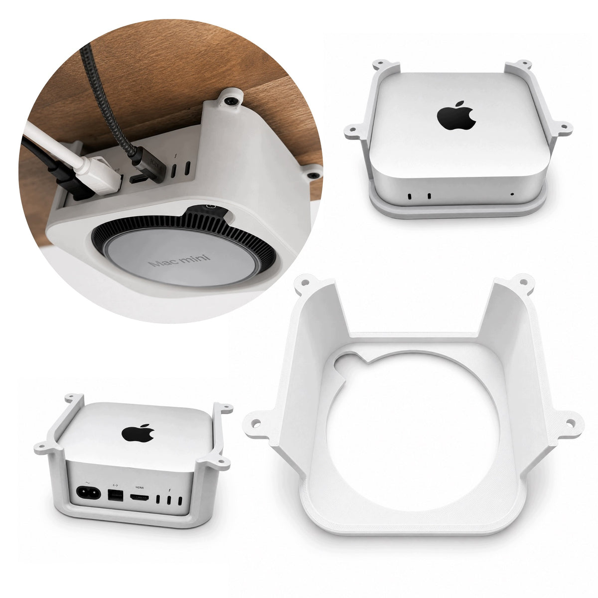 Desk Table Top Holder for Mac Mini M4 White Mount Ventilation