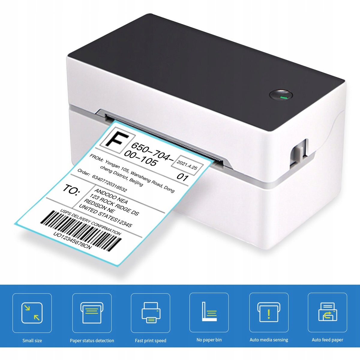 Desktop Shipping Label Printer High Speed USB 49 Thermal Printer