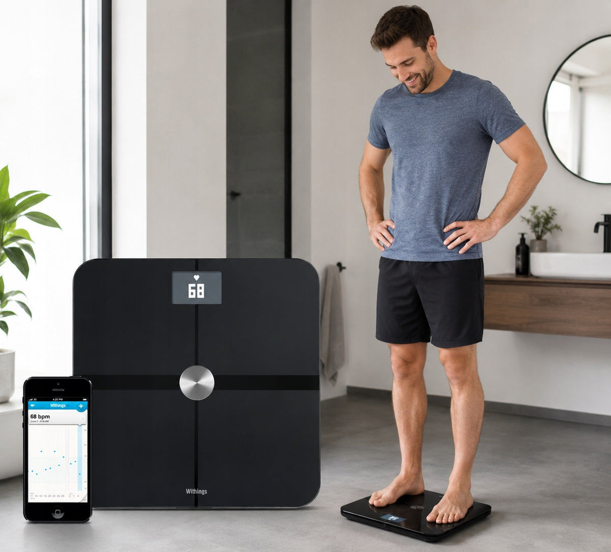 Digital Bathroom Scale With App Personal Scale Color Screen Black Packaging status original