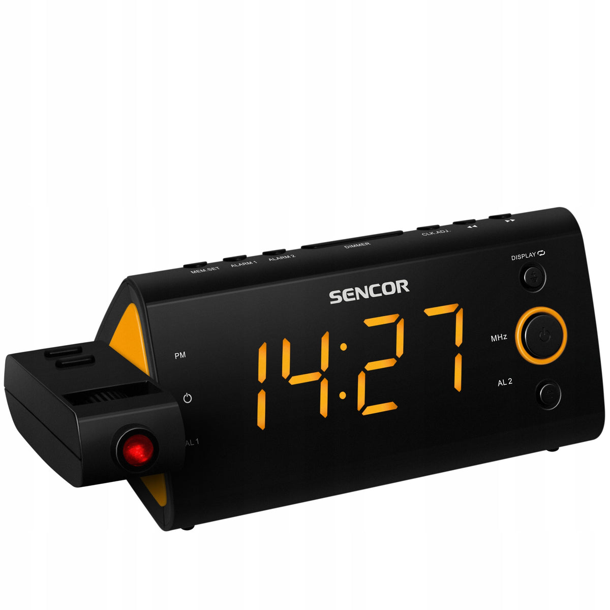 Digital clock with radio ALARM CLOCK WITH LED PROJECTOR orange Sencor SRC 330 GN