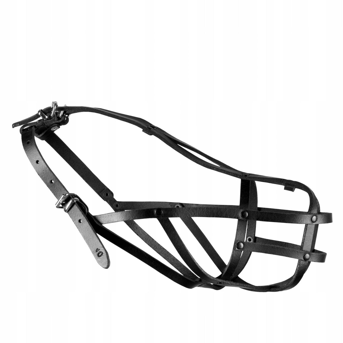 Dino Leather muzzle Riveted for dog No. 40 Amstaff black