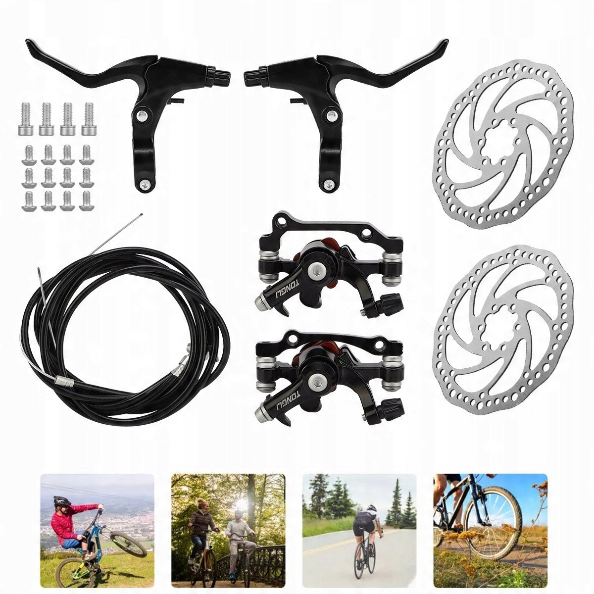 Disc Brake Kit for Bike Disc Brakes Front + Rear Packaging status original