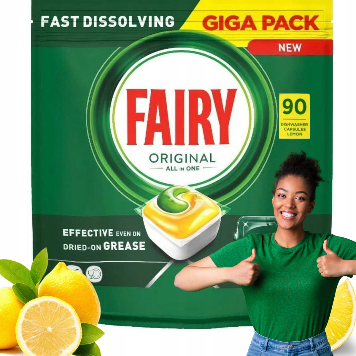 Dishwasher Capsules FAIRY Original All in One Lemon 90pcs LEMON