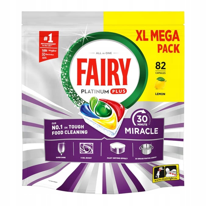 Dishwasher Capsules Fairy Platinium Plus All In One 30Minut Miracle 82 Pack Manufacturer code 81743847