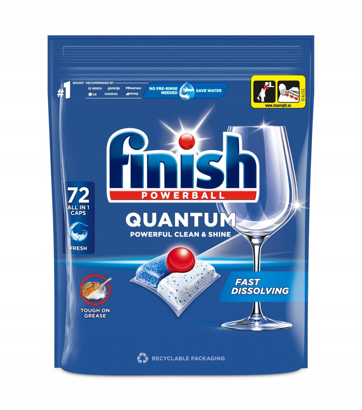 Dishwasher Capsules Finish Quantum All-In-1 Regular Tablets 72 Pack Manufacturer code 3246702